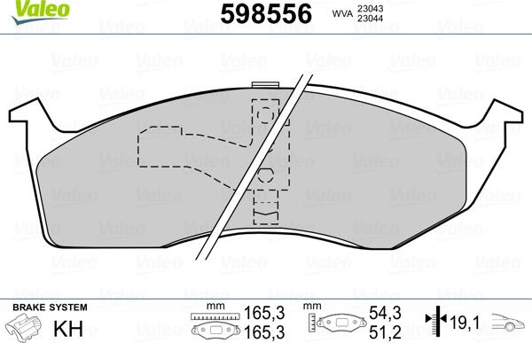 Valeo 598556 - Bremžu uzliku kompl., Disku bremzes ps1.lv