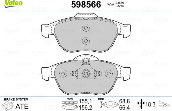 Valeo 598566 - Bremžu uzliku kompl., Disku bremzes ps1.lv