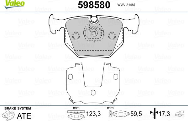 Valeo 598580 - Bremžu uzliku kompl., Disku bremzes ps1.lv