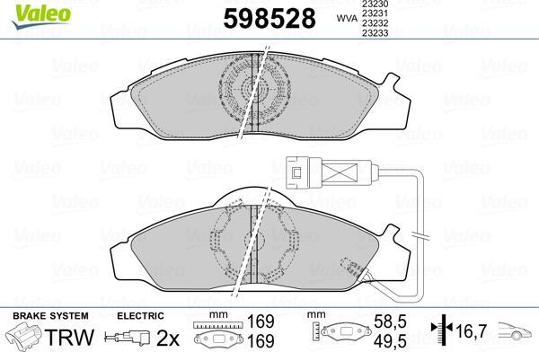 Valeo 598528 - Bremžu uzliku kompl., Disku bremzes ps1.lv