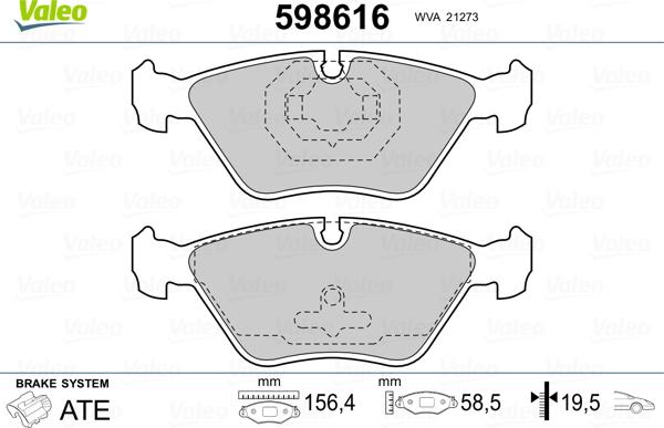 Valeo 598616 - Bremžu uzliku kompl., Disku bremzes ps1.lv