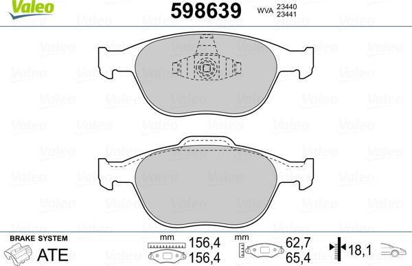 Valeo 598639 - Bremžu uzliku kompl., Disku bremzes ps1.lv