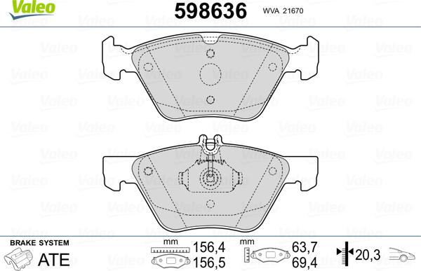 Valeo 598636 - Bremžu uzliku kompl., Disku bremzes ps1.lv