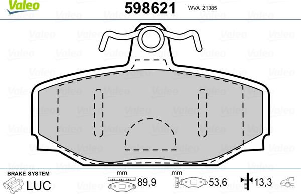 Valeo 598621 - Bremžu uzliku kompl., Disku bremzes ps1.lv