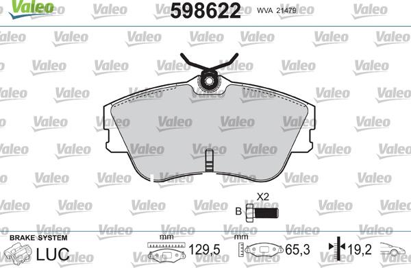 Valeo 598622 - Bremžu uzliku kompl., Disku bremzes ps1.lv