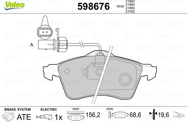 Valeo 598676 - Bremžu uzliku kompl., Disku bremzes ps1.lv