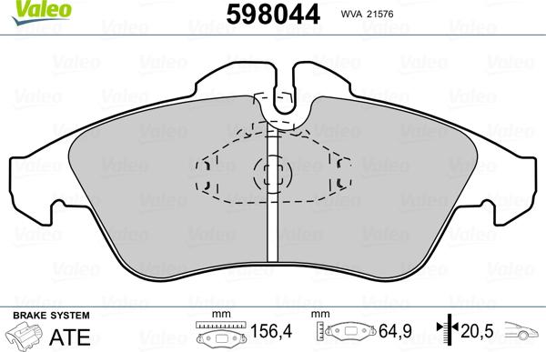 Valeo 598044 - Bremžu uzliku kompl., Disku bremzes ps1.lv