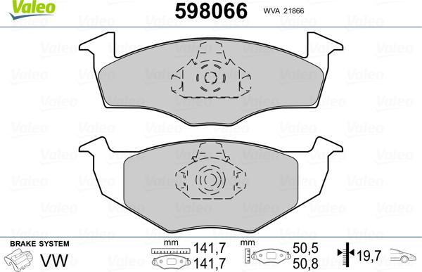 Valeo 598066 - Bremžu uzliku kompl., Disku bremzes ps1.lv