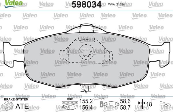 Valeo 598034 - Bremžu uzliku kompl., Disku bremzes ps1.lv