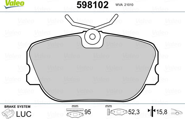 Valeo 598102 - Bremžu uzliku kompl., Disku bremzes ps1.lv