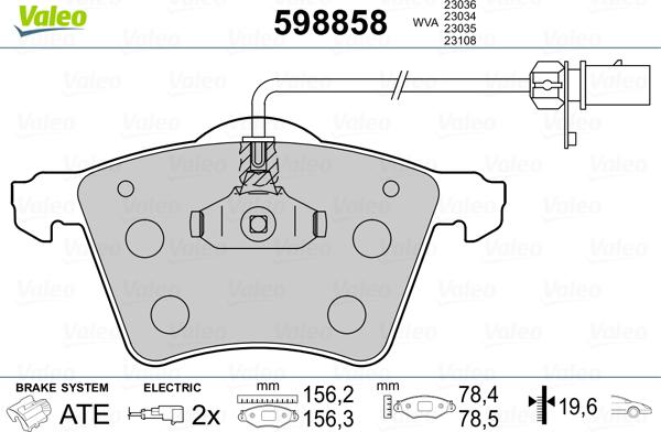 Valeo 598858 - Bremžu uzliku kompl., Disku bremzes ps1.lv