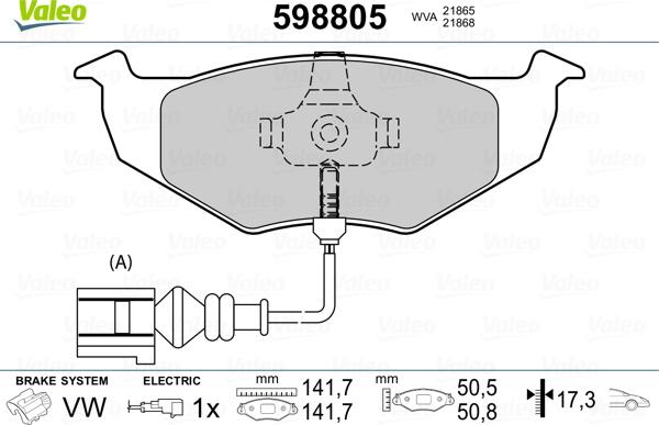 Valeo 598805 - Bremžu uzliku kompl., Disku bremzes ps1.lv