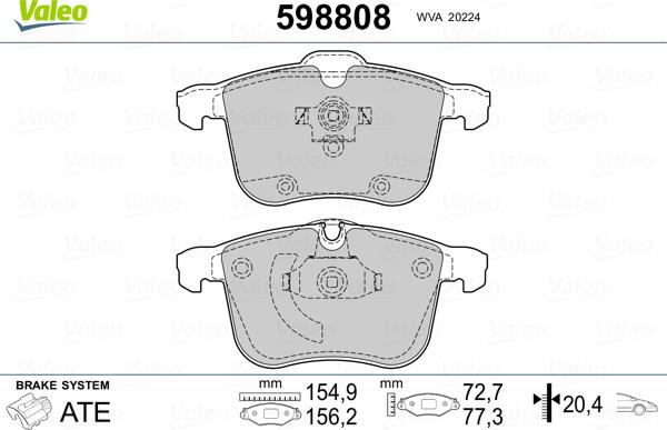 Valeo 598808 - Bremžu uzliku kompl., Disku bremzes ps1.lv