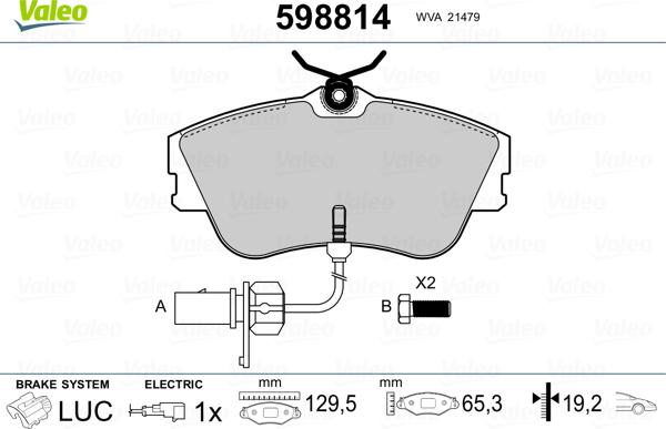 Valeo 598814 - Bremžu uzliku kompl., Disku bremzes ps1.lv