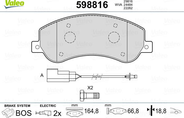 Valeo 598816 - Bremžu uzliku kompl., Disku bremzes ps1.lv