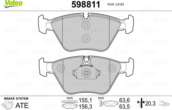 Valeo 598811 - Bremžu uzliku kompl., Disku bremzes ps1.lv