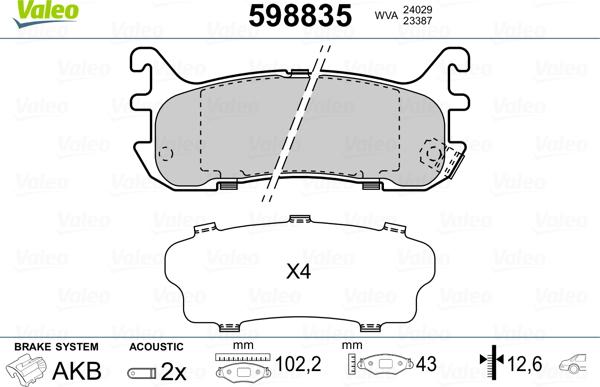 Valeo 598835 - Bremžu uzliku kompl., Disku bremzes ps1.lv