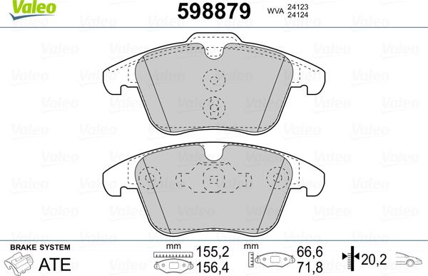 Valeo 598879 - Bremžu uzliku kompl., Disku bremzes ps1.lv