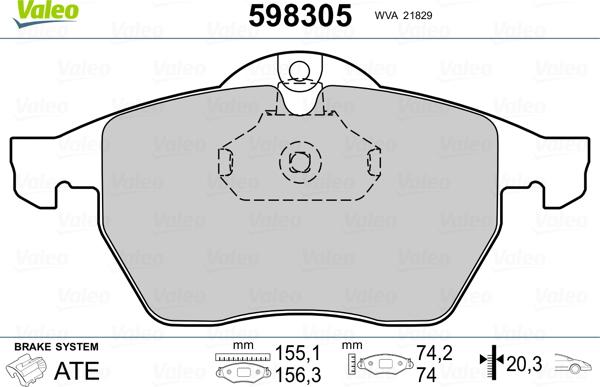 Valeo 598305 - Bremžu uzliku kompl., Disku bremzes ps1.lv