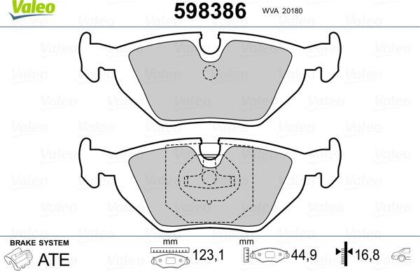 Valeo 598386 - Bremžu uzliku kompl., Disku bremzes ps1.lv