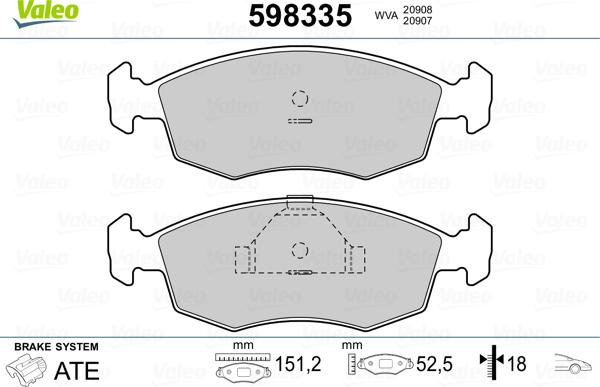 Valeo 598335 - Bremžu uzliku kompl., Disku bremzes ps1.lv