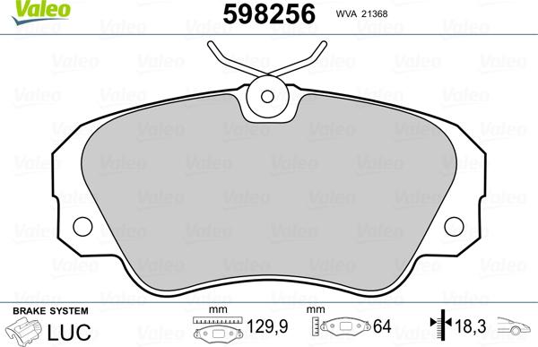 Valeo 598256 - Bremžu uzliku kompl., Disku bremzes ps1.lv