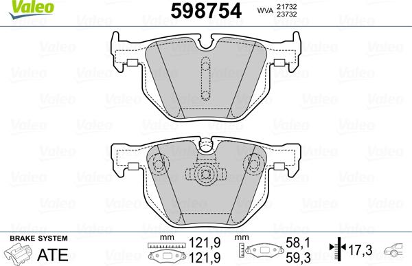 Valeo 598754 - Bremžu uzliku kompl., Disku bremzes ps1.lv