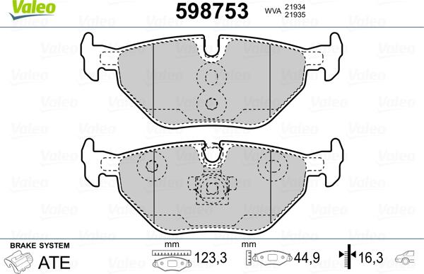 Valeo 598753 - Bremžu uzliku kompl., Disku bremzes ps1.lv