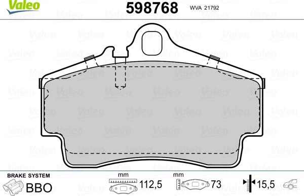 Valeo 598768 - Bremžu uzliku kompl., Disku bremzes ps1.lv