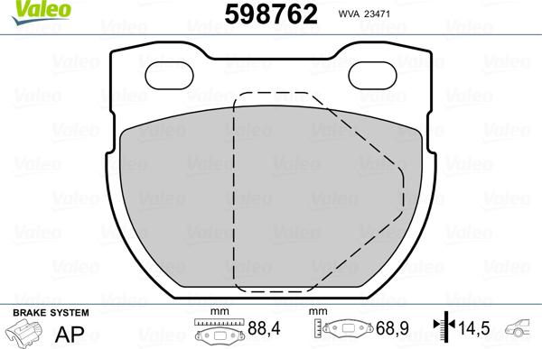 Valeo 598762 - Bremžu uzliku kompl., Disku bremzes ps1.lv