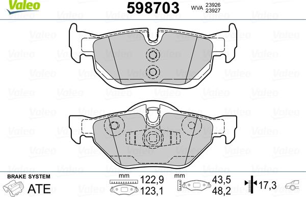 Valeo 598703 - Bremžu uzliku kompl., Disku bremzes ps1.lv