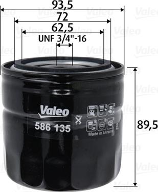 Valeo 586135 - Eļļas filtrs ps1.lv