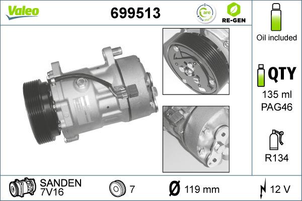 Valeo 699513 - Kompresors, Gaisa kond. sistēma ps1.lv