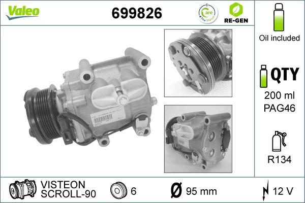 Valeo 699826 - Kompresors, Gaisa kond. sistēma ps1.lv