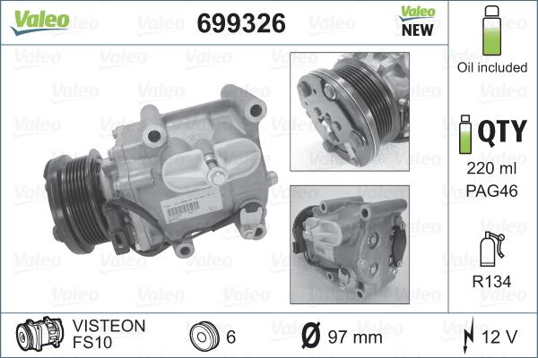 Valeo 699326 - Kompresors, Gaisa kond. sistēma ps1.lv