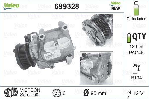 Valeo 699328 - Kompresors, Gaisa kond. sistēma ps1.lv