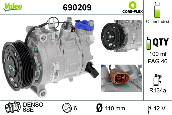Valeo 690209 - Kompresors, Gaisa kond. sistēma ps1.lv