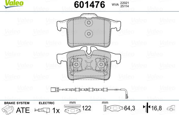 Valeo 601476 - Bremžu uzliku kompl., Disku bremzes ps1.lv