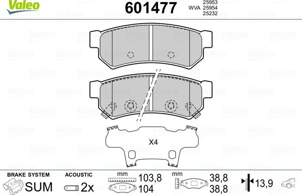 Valeo 601477 - Bremžu uzliku kompl., Disku bremzes ps1.lv