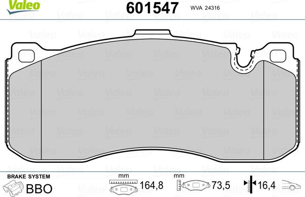 Valeo 601547 - Bremžu uzliku kompl., Disku bremzes ps1.lv