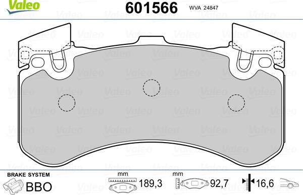 Valeo 601566 - Bremžu uzliku kompl., Disku bremzes ps1.lv