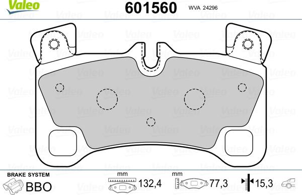 Valeo 601560 - Bremžu uzliku kompl., Disku bremzes ps1.lv