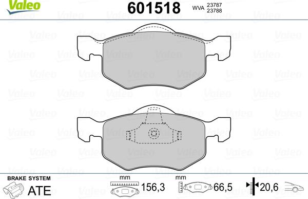 Valeo 601518 - Bremžu uzliku kompl., Disku bremzes ps1.lv