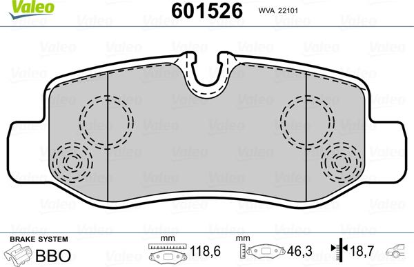 Valeo 601526 - Bremžu uzliku kompl., Disku bremzes ps1.lv