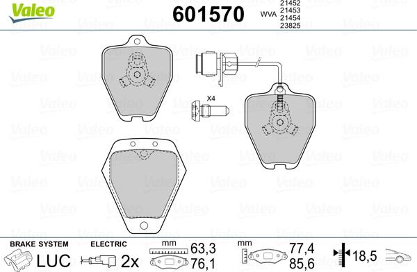 Valeo 601570 - Bremžu uzliku kompl., Disku bremzes ps1.lv