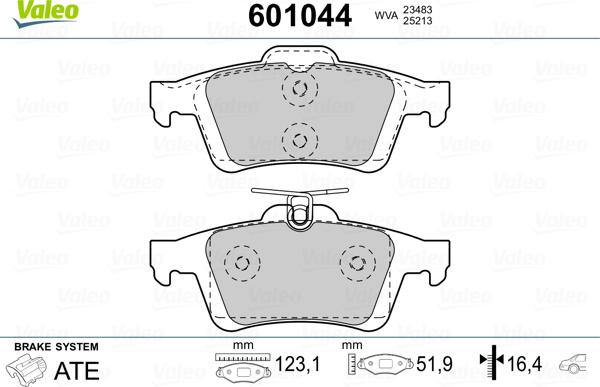 Valeo 601044 - Bremžu uzliku kompl., Disku bremzes ps1.lv