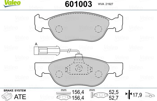 Valeo 601003 - Bremžu uzliku kompl., Disku bremzes ps1.lv