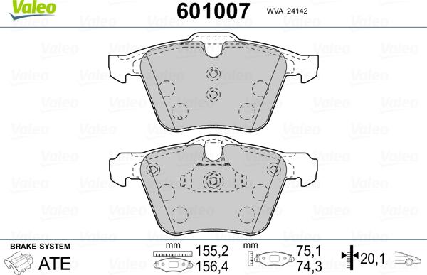 Valeo 601007 - Bremžu uzliku kompl., Disku bremzes ps1.lv