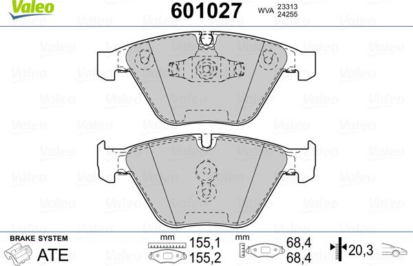 Valeo 601027 - Bremžu uzliku kompl., Disku bremzes ps1.lv