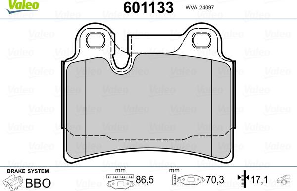 Valeo 601133 - Bremžu uzliku kompl., Disku bremzes ps1.lv